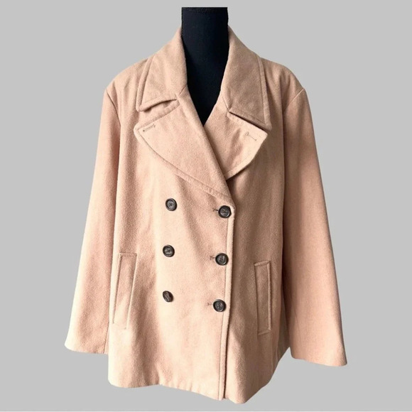 Old Navy Wool Blend Pea Coat in Tan - Picture 1 of 16